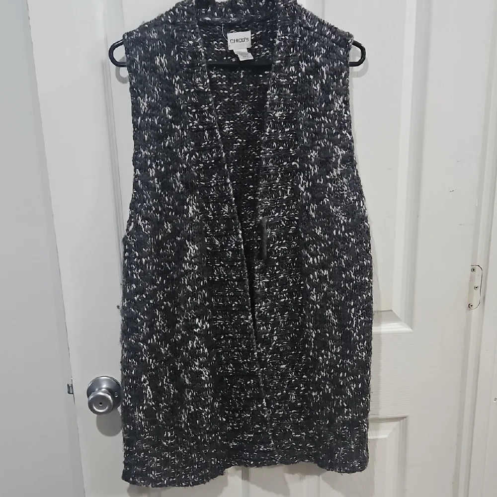 Chico's  Black and White‎ Textured Sweater  Vest Size 2